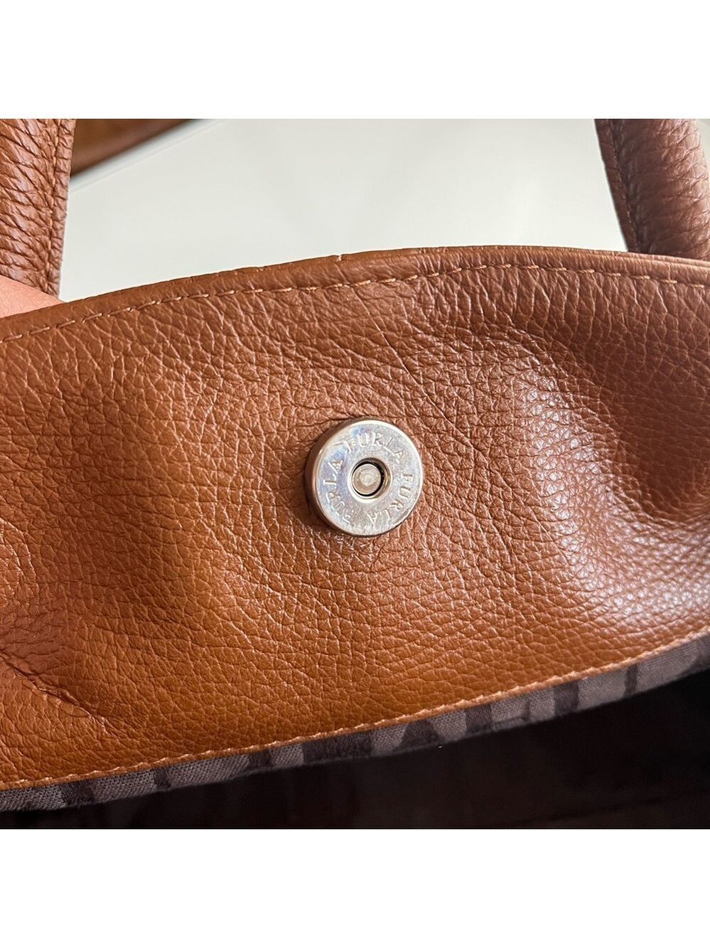 FURLA CAMEL COLORED PEBBLED LEATHER HANDBAG - Picture 9 of 16